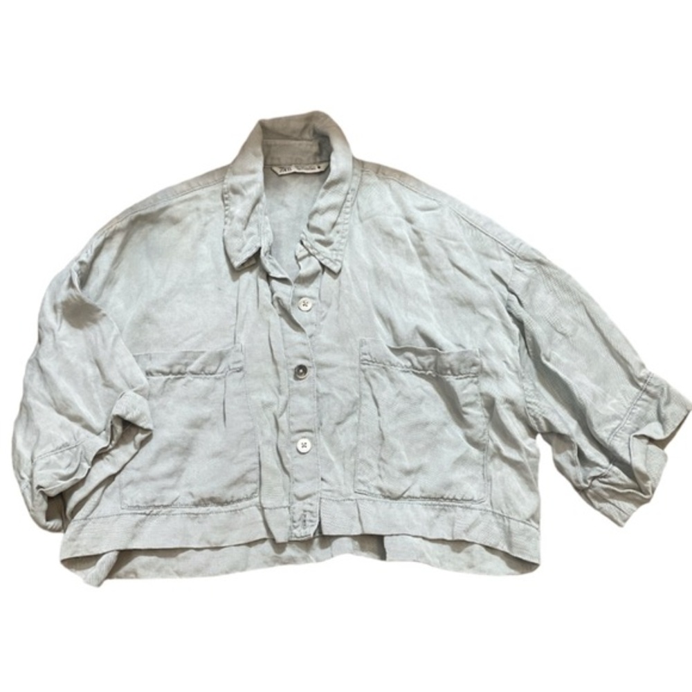 Zara Cropped Button Down Overshirt